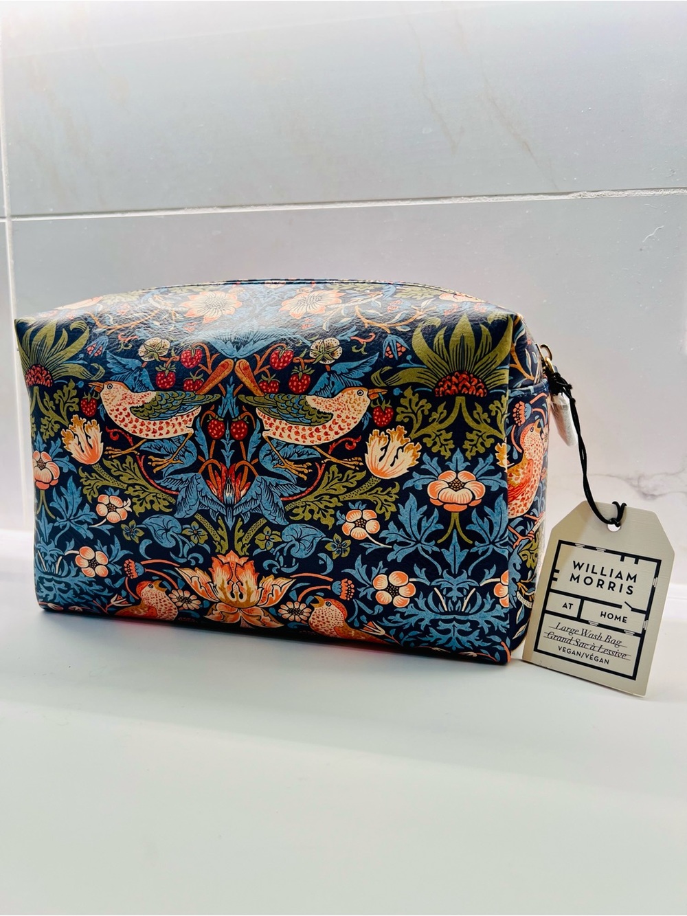 NWT William Morris Strawberry Thief Large Cosmetic Bag | Vegan Travel Case